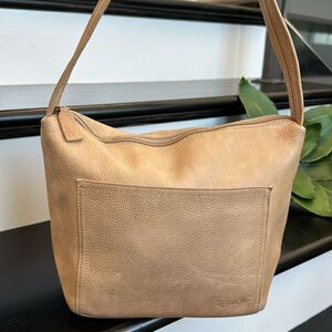 Tignanello soft tan genuine leather minimal crossbody shoulder handbag purse
